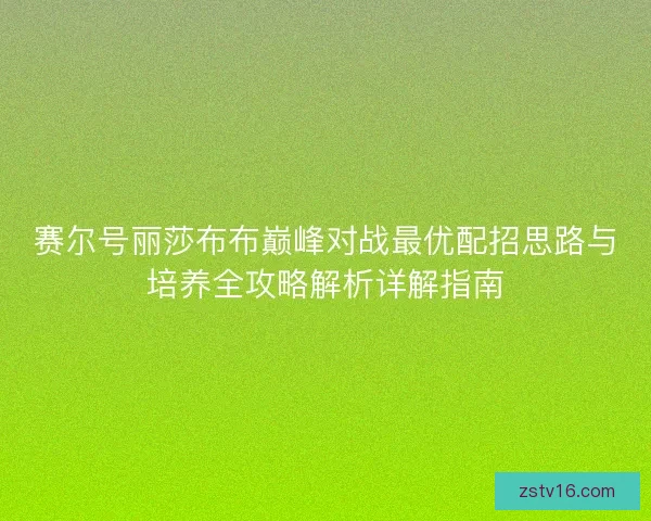 赛尔号丽莎布布巅峰对战最优配招思路与培养全攻略解析详解指南