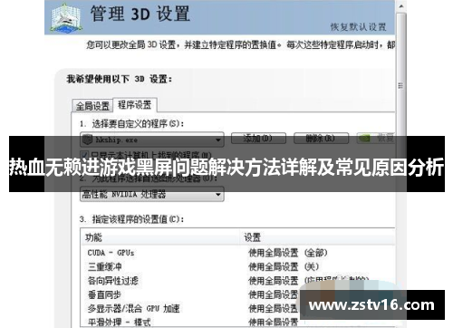 热血无赖进游戏黑屏问题解决方法详解及常见原因分析